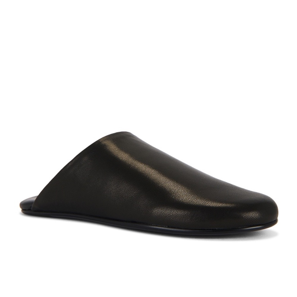 Jeffrey Campbell Black Leather Slip-On Mule Flats